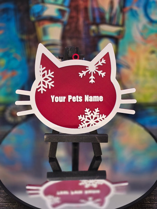 Christmas Ornament (Cat)- Customize the Name.