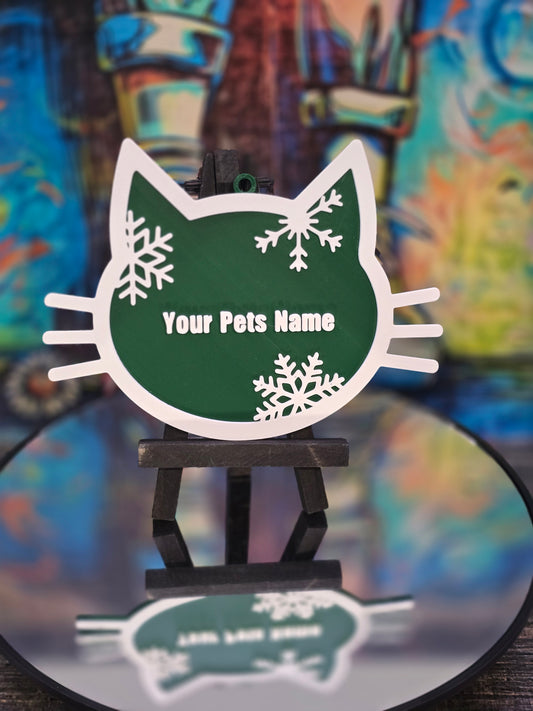 Christmas Ornament (Cat)- Customize the Name.