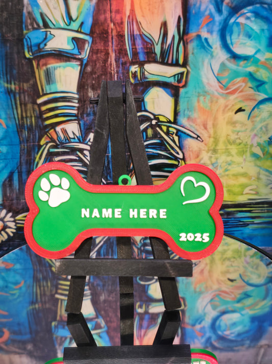 Christmas Ornament (Dog Bone)- Customize the Name