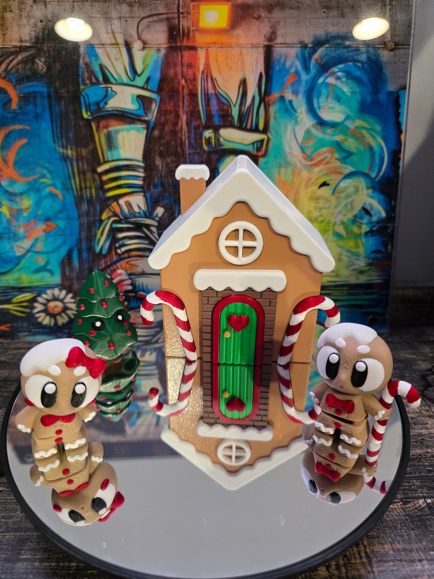 Ginger Bread House Box Set(2 Backplate options)- Ginger Bread Boy and Girl with 2 assorted Presents in attic