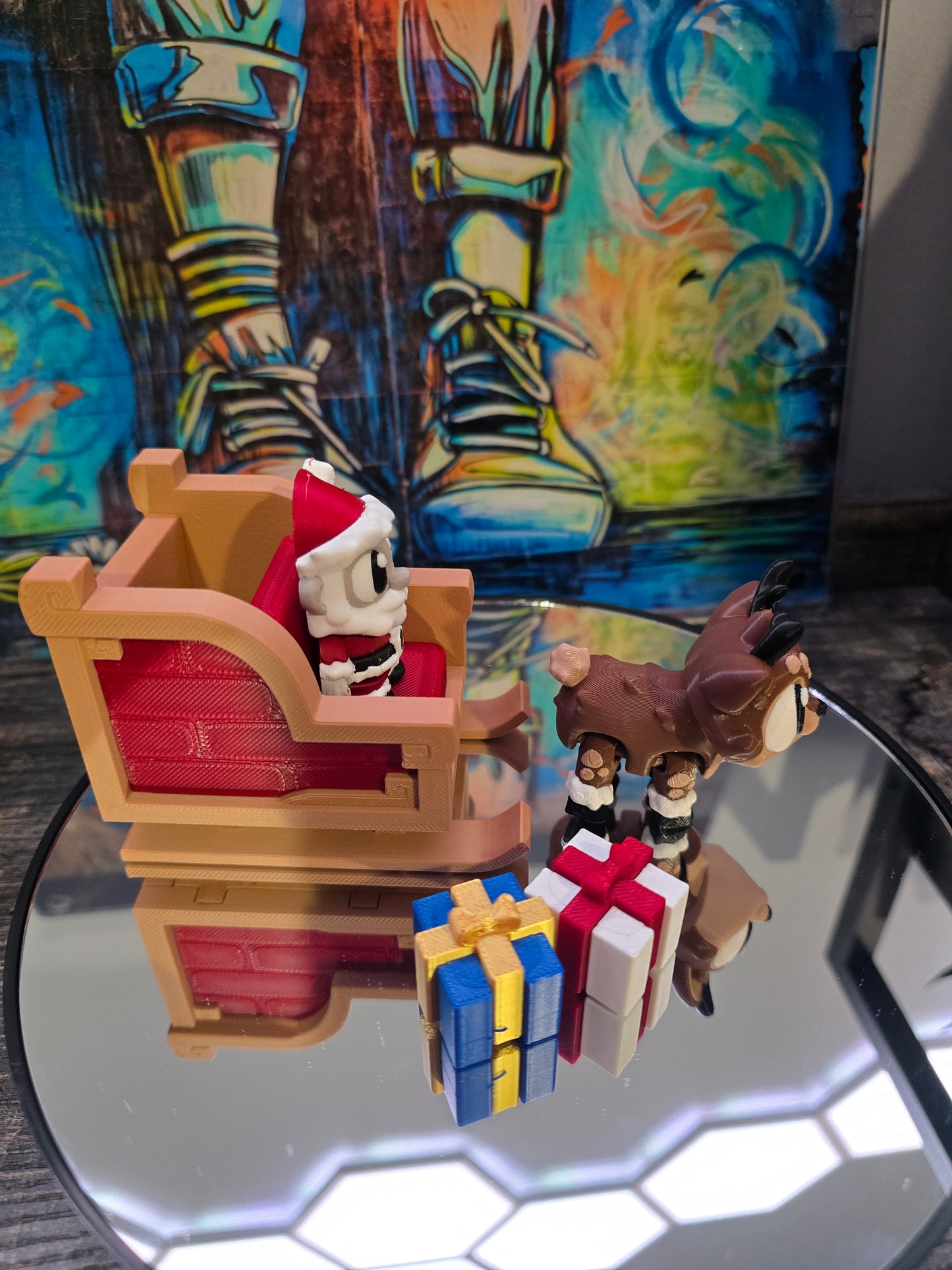 Santa in Sleigh Set - With 1 Reindeer and 2 assorted presents