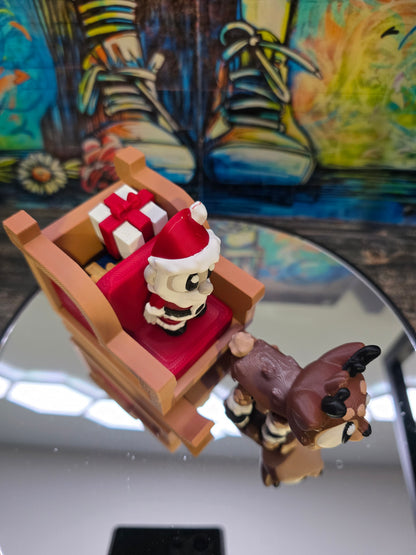 Santa in Sleigh Set - With 1 Reindeer and 2 assorted presents