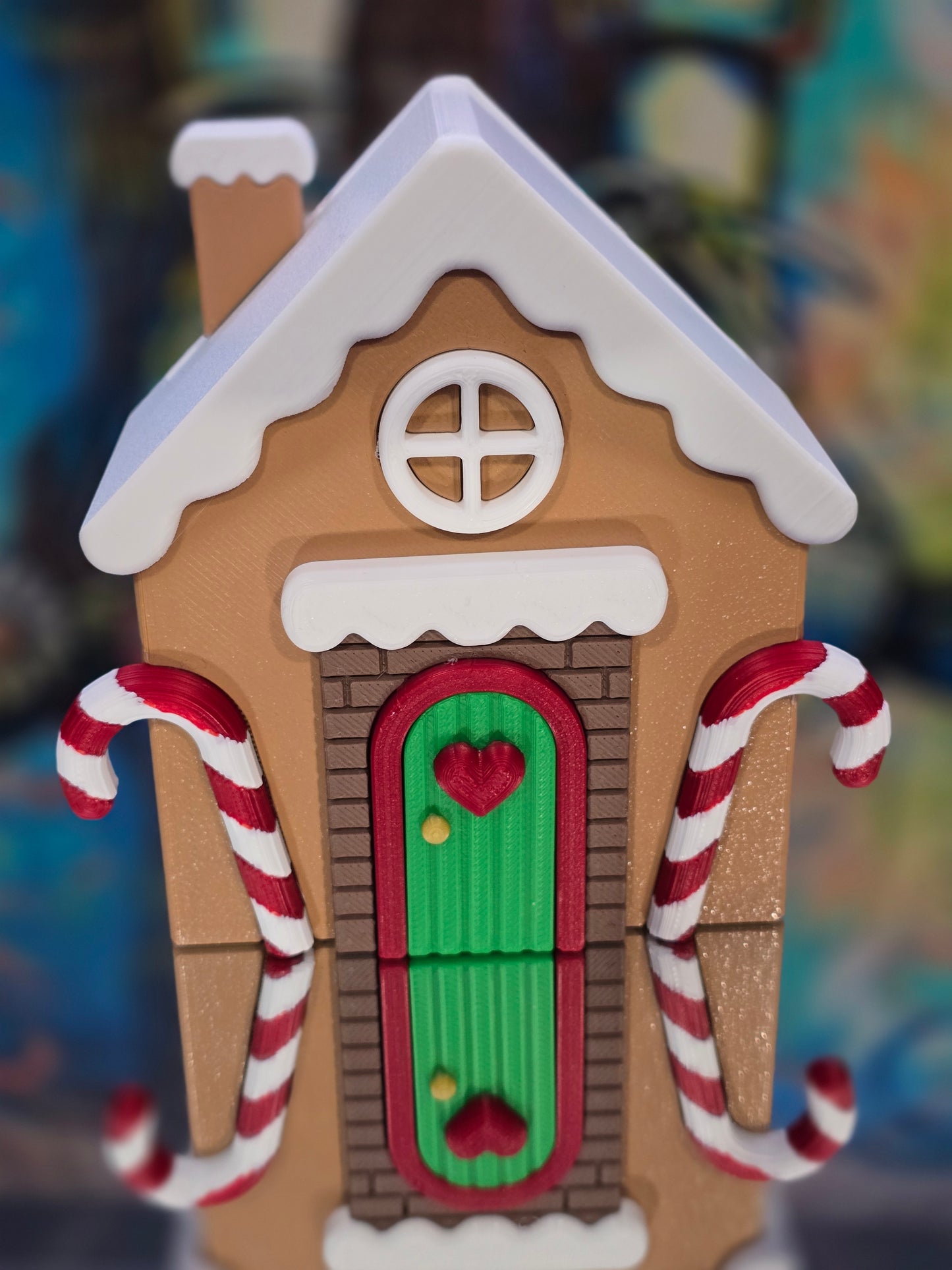 Ginger Bread House Box Set(2 Backplate options)- Ginger Bread Boy and Girl with 2 assorted Presents in attic