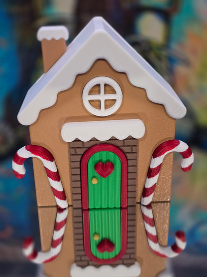 Ginger Bread House Box Set(2 Backplate options)- Ginger Bread Boy and Girl with 2 assorted Presents in attic