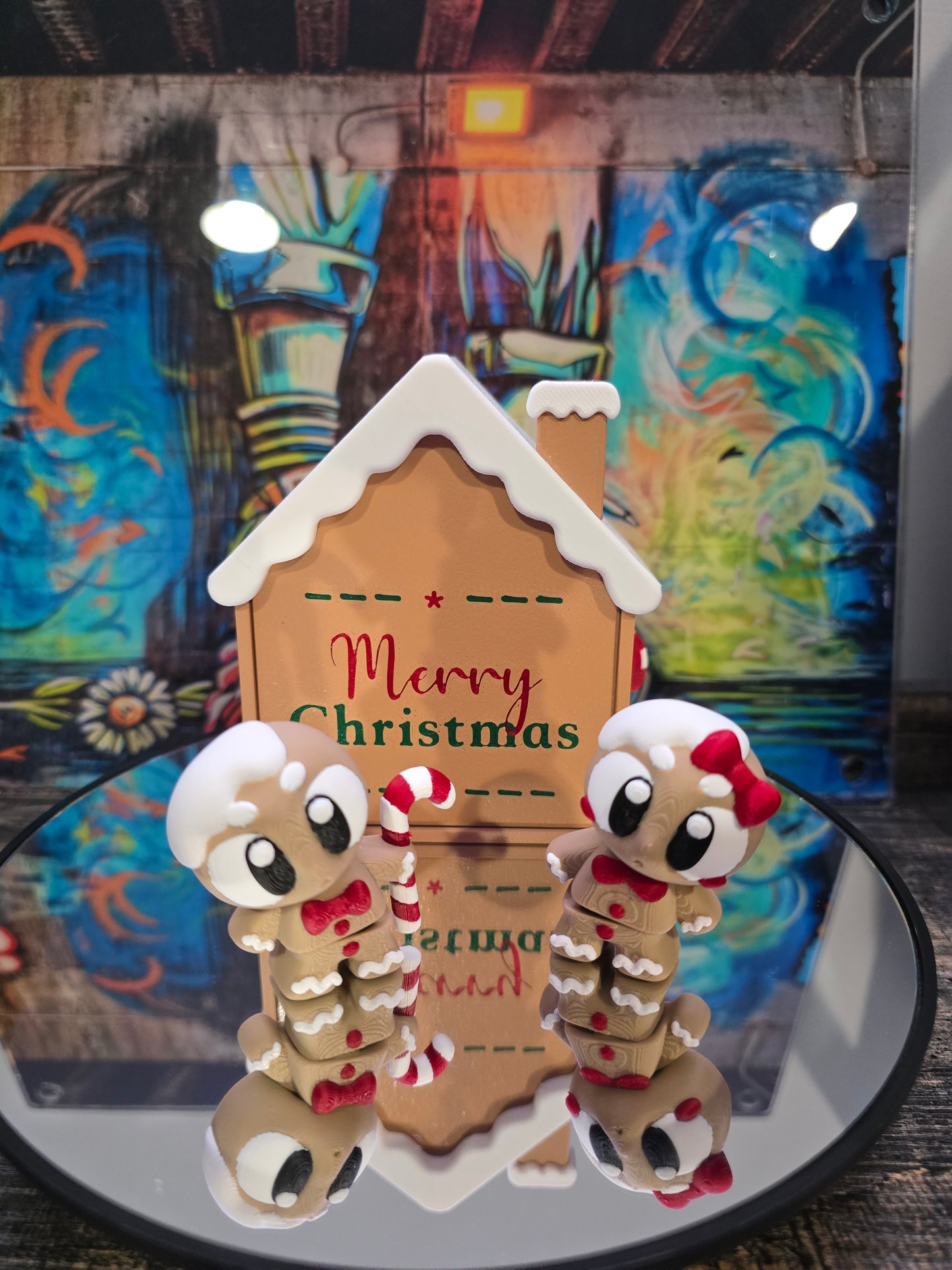 Ginger Bread House Box Set(2 Backplate options)- Ginger Bread Boy and Girl with 2 assorted Presents in attic